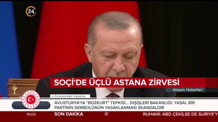 Başkan Erdoğan, Putin ve Ruhani Soçi'de ortak açıklama yaptı