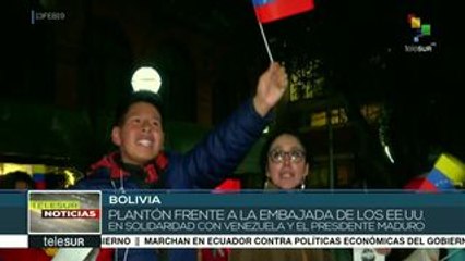 Protestan ante embajada de EE.UU. en Bolivia en apoyo a Venezuela