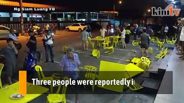 Three injured after car crashes into roadside tables in Skudai