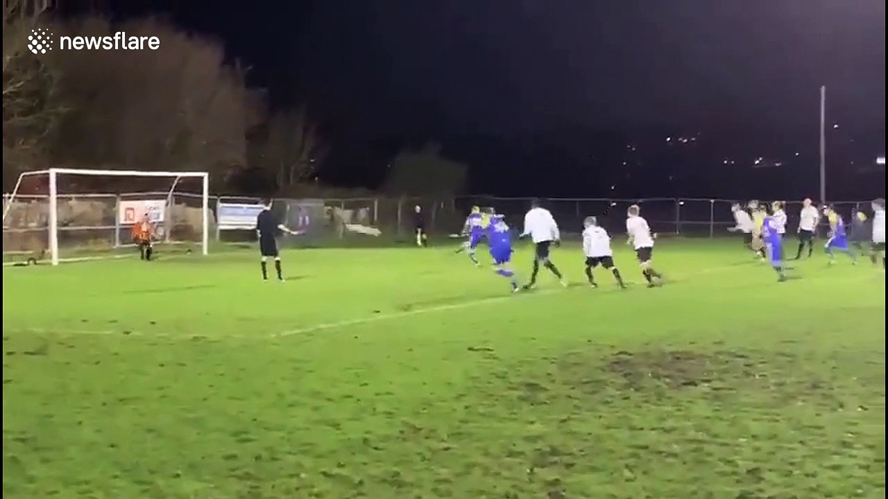 Incredibly lucky penalty goes in after hitting the bar and going 30 foot in the air