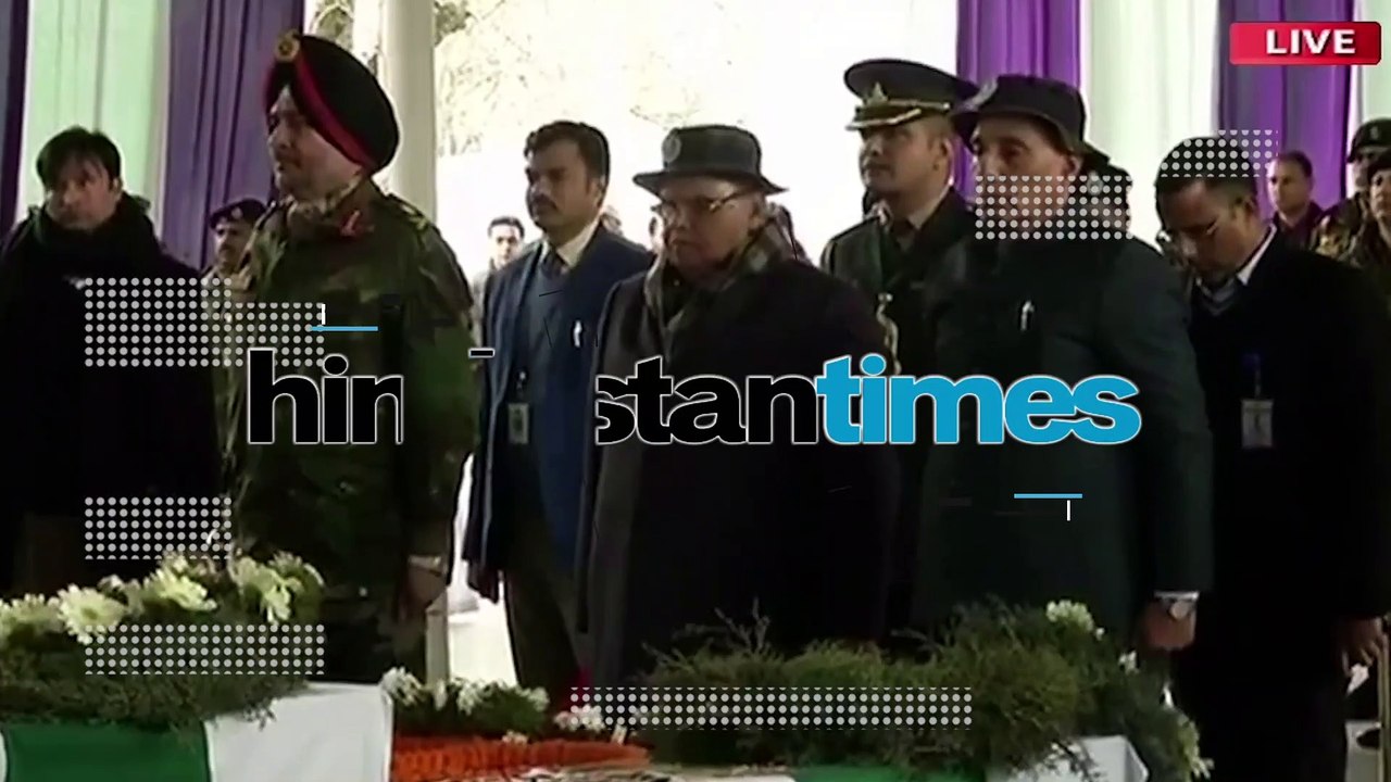 Pulwama attack: Rajnath Singh helps carry coffin of CRPF jawan in Kashmir