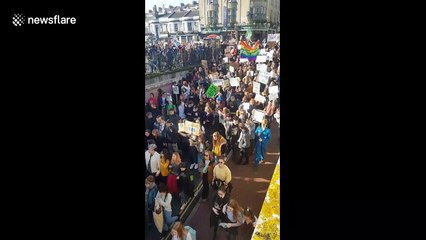 Brighton school kids walk out of class in climate protest