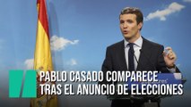 Pablo Casado comparece tras el anuncio de elecciones