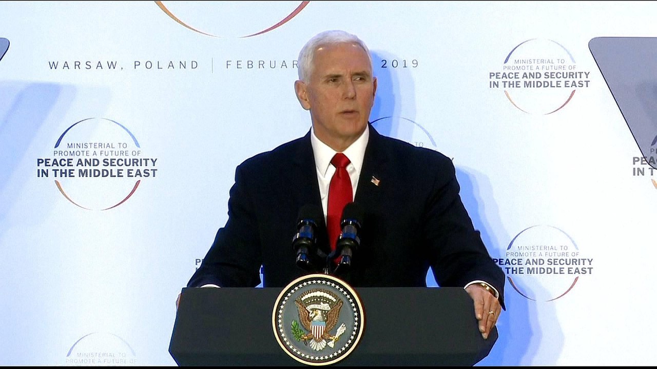 Middle East conference: Pence urges EU to quit...