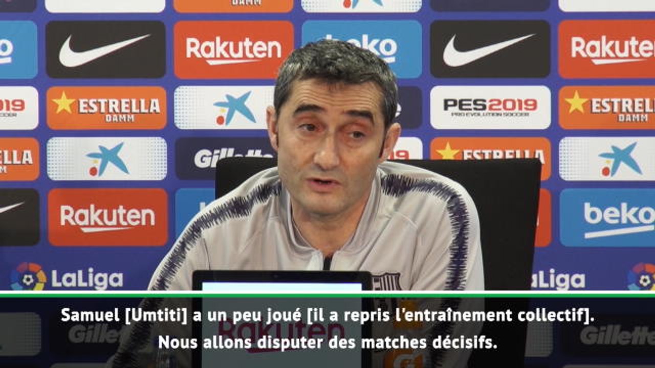 Barça - Valverde espère récupérer Umtiti "pour les matches décisifs"