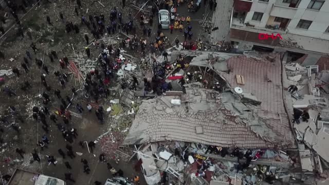 İstanbul- Kartal'da Arama Kurtarma Çalışmaları Havadan Görüntülendi