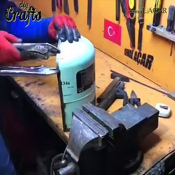 Making a cabinet for nut ,bolts and screws using refrigerant cylinder