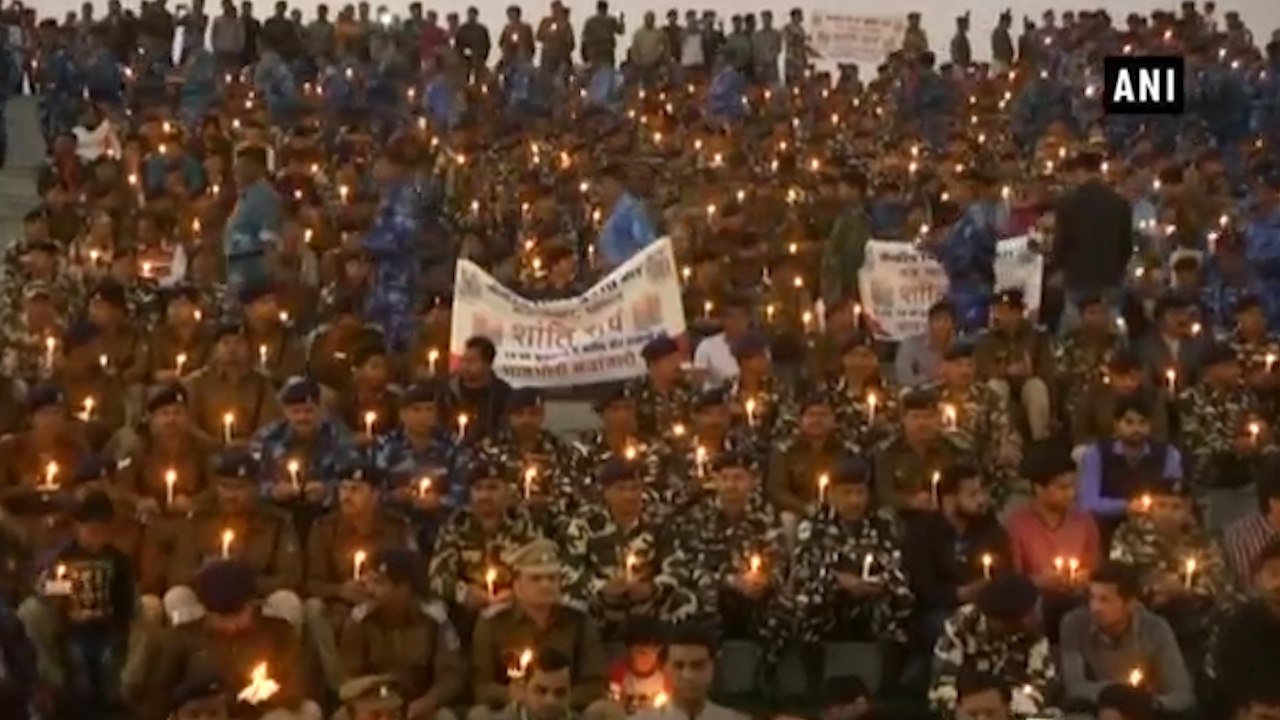 Pulwama attack: CRPF officers hold candle march in MP’s Bhopal