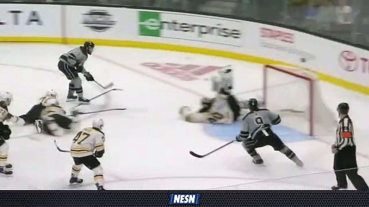 Tuukka Rask Stacks Pads To Make Impressive Save on Alex Iafallo