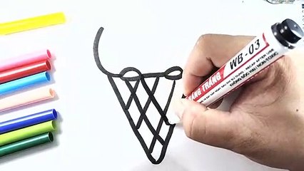 How to draw HELLO KITTY ice cream for children
