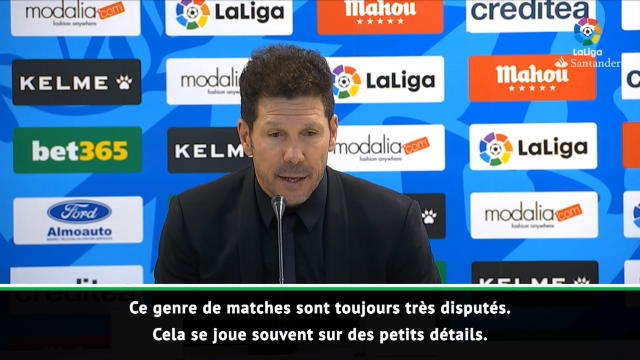 24e j. - Simeone : C'est toujours un match très disputé dans ce stade