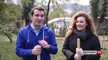 Report Tv - Anxhela Peristeri dhe Erion Veliaj në 'mision' për Tiranën jeshile