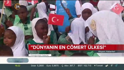 "Türkiye dünyanın en cömert ülkesi"
