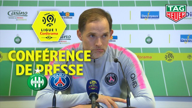 Conférence de presse AS Saint-Etienne - Paris Saint-Germain (0-1) : Jean-Louis GASSET (ASSE) - Thomas TUCHEL (PARIS) / 2018-19