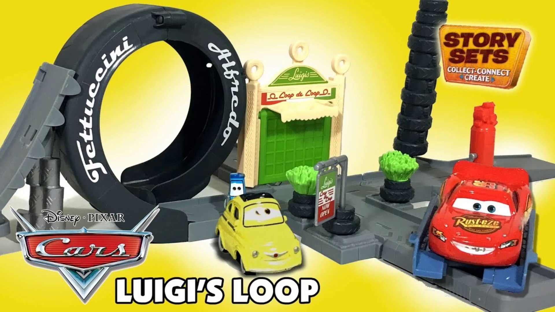 Cars Luigis Loop Playset Story sets Disney Pixar Lightning McQueen ||  Keith's Toy Box - video Dailymotion