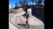 En caméra embarquée sur le BMX freestyle d'un rider au skate park des rives de Meurthe à Nancy