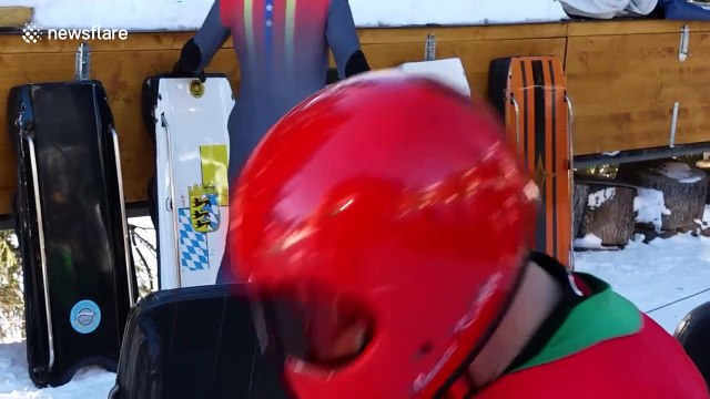 Multiple crashes for amateur toboggan riders in Switzerland's notorious Cresta Run