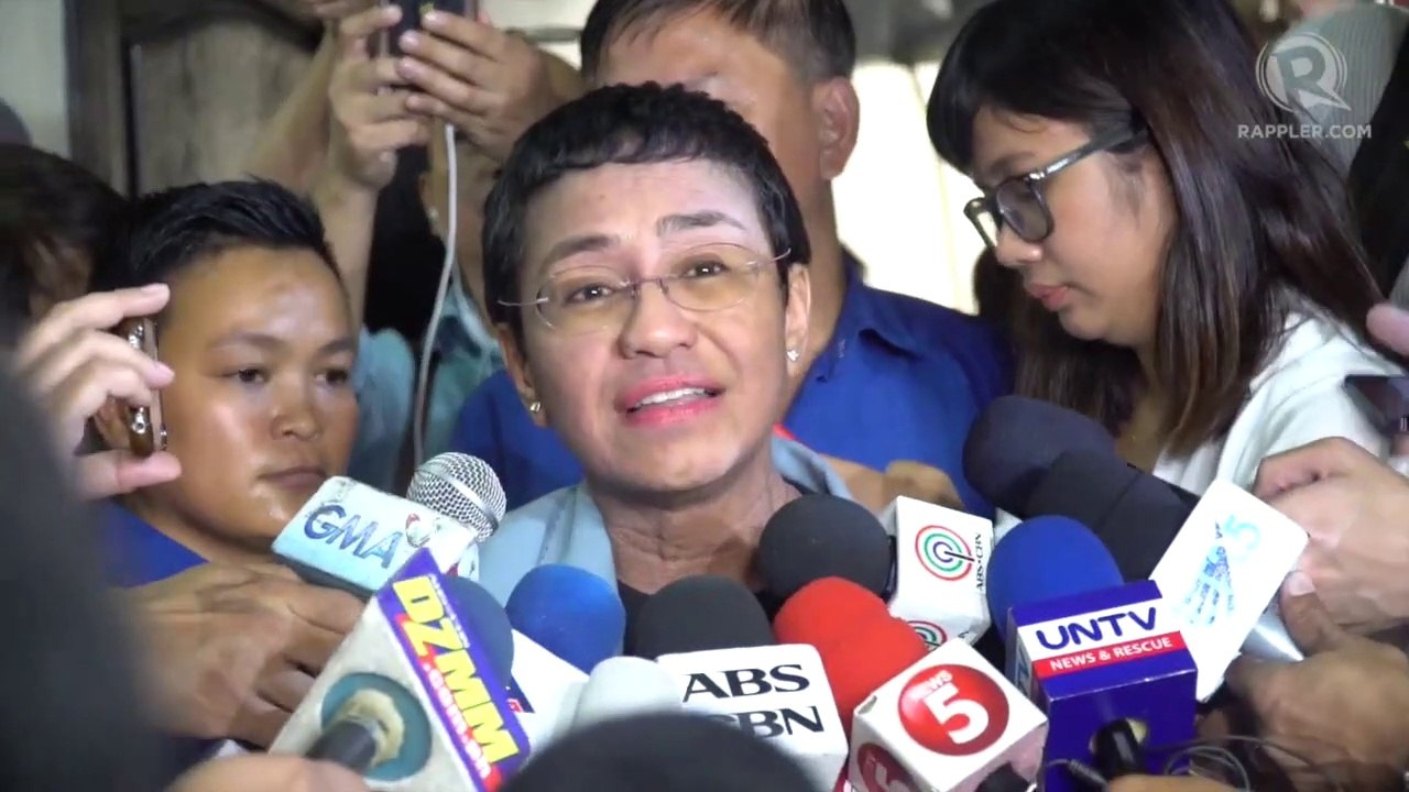 Maria Ressa gives her statement after posting bail