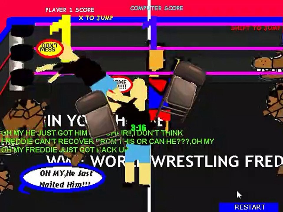 WRESTLING WITH FREDDIE NOW WITH COMMENTARY 4.1 NOW PLAYABLE ON KONGREGATE