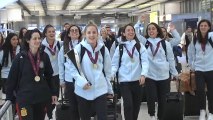 La llegada a España de las campeonas de Europa de fútbol sala femenino