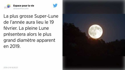 La deuxième « super Lune » de l’année aura lieu mardi 19 février