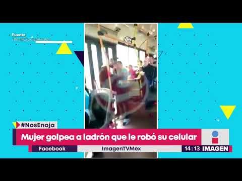 Mujer agarra a golpes a ladrón que le robaba su celular en el camión | Noticias con Yuriria Sierra