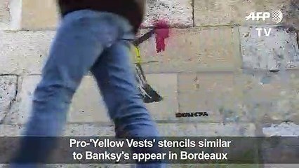 Banksy-like pro-"yellow vests" stencils appear in Bordeaux