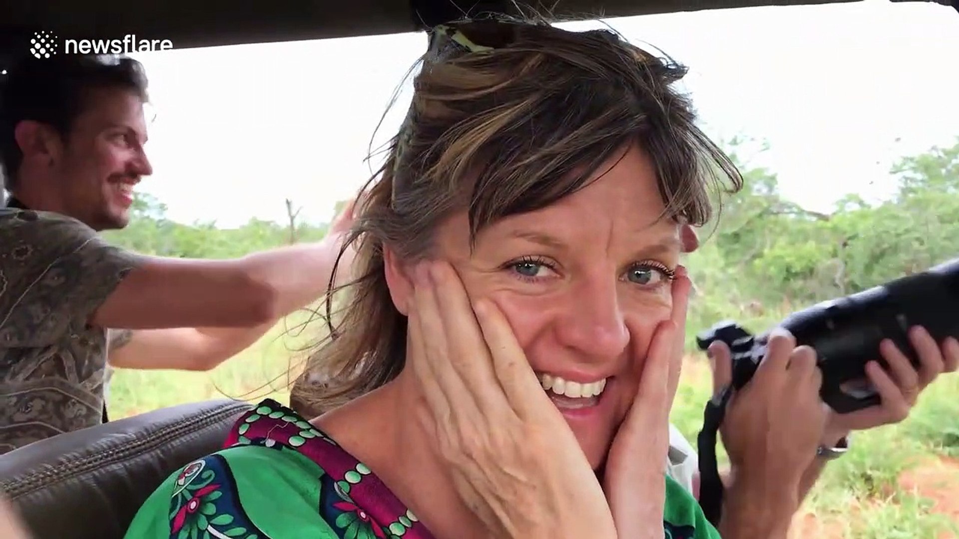 ⁣Aussie tourists encounter terrifying elephant stampede in Kruger National Park