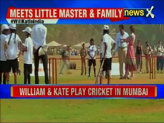 Скачать видео: Cricket match between 'Master Blaster' Sachin Tendulkar and Prince William-Kate Middleton