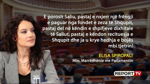 Report TV - PD akuzon Spiropalin: Bashkëshorti i dha tendera vëllait të ministres