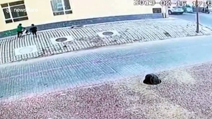 Boy falls through manhole but manages to climb out singlehanded