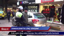 Eski eşini darp eden kocayı, linç edilmekten polis kurtardı