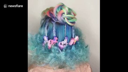 Beautiful multicoloured hair looks like carousel