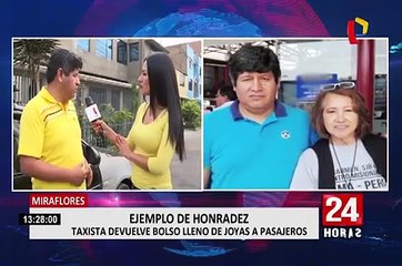 Miraflores: taxista devuelve bolso lleno de joyas a pasajeros