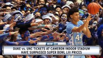 Zion Williamson Sends Duke-UNC Tickets Past Super Bowl LIII Prices