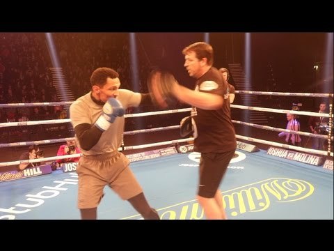 MANCHESTER'S VERY OWN MARCUS MORRISON UNLEASHES SOME BIG SHOTS ON THE PADS WITH JOE GALLAGHER