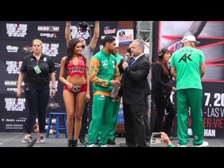 AMIR KHAN POST WEIGH-IN INTERVIEW ON STAGE @ T-MOBILE ARENA / CANELO v KHAN