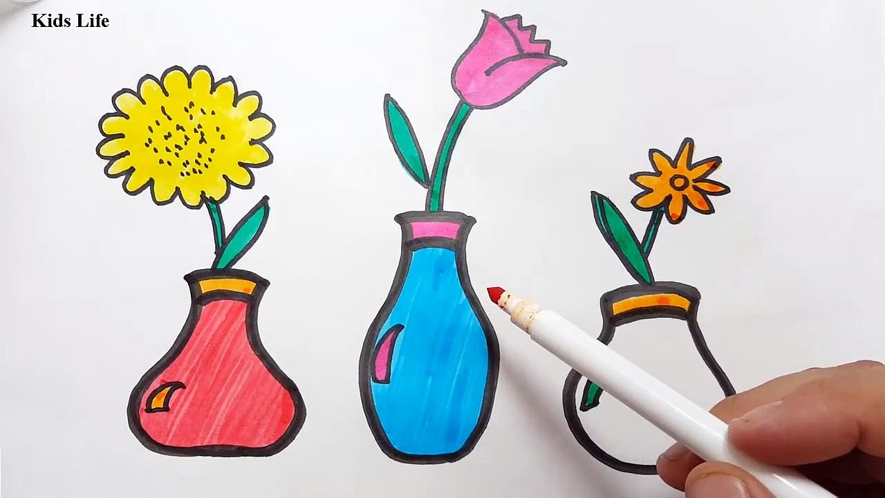 How to draw flower pot for children - Kids life
