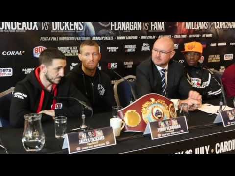GUIILLERMO RIGONDEAUX v JAZZA DICKENS FULL PRESS CONFERENCE / FLANAGAN v FANO (CARDIFF)