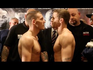LIAM WILLIAMS v GARY CORCORAN (BRITISH LIGHT-MIDDLEWEIGHT TITLE - OFFICIAL WEIGH IN VIDEO