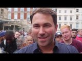 'YOU ASK ME THE QUESTIONS!' - EDDIE HEARN ANSWERS FAN'S QUESTIONS AT GOLOVKIN v BROOK WORKOUT