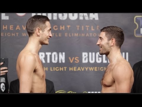 WORDS EXCHANGED & SIMULATED PUNCHES! HOSEA BURTON v FRANK BUGLIONI - WEIGH IN & HEAD TO HEAD
