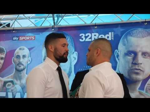 TONY BELLEW & BJ FLORES EXCHANGE WORDS AT HEAD TO HEAD @ PRESS CONFERENCE / BELLEW v FLORES