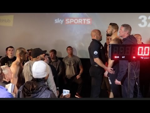 'F****** DICKHEAD!' - TONY BELLEW & BJ FLORES EXCHANGE WORDS @ OFFICIAL WEIGH IN & HEAD TO HEAD