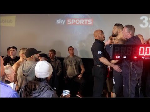 HEATED WORDS EXCHANGED! TONY BELLEW & BJ FLORES EXCHANGE WORDS DURING THE WEIGH IN / BELLEW v FLORES