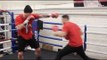 'SAINT' GEORGE GROVES HAMMERS THE BOXING BATS WITH TRAINER SHANE McGUIGAN / GROVES v GUTKNECHT
