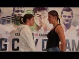 KATIE TAYLOR v KARINA KOPINSKA GO HEAD TO HEAD @ FINAL PRESS CONFERENCE / BIG CITY DREAMS
