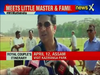 Sachin Tendulkar meets Duke & Duchess of Cambridge Prince William and Kate Middleton at Oval Maidan