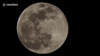Close up of 2019's brightest supermoon, as seen from Switzerland