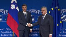 Slovenya Cumhurbaşkanı Pahor, AP Başkanı Tajani ile görüştü - BRÜKSEL